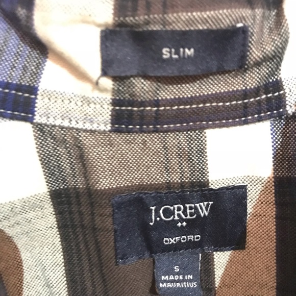 J Crew Long Sleeve Button Down Blue and Brown - Picture 2 of 2